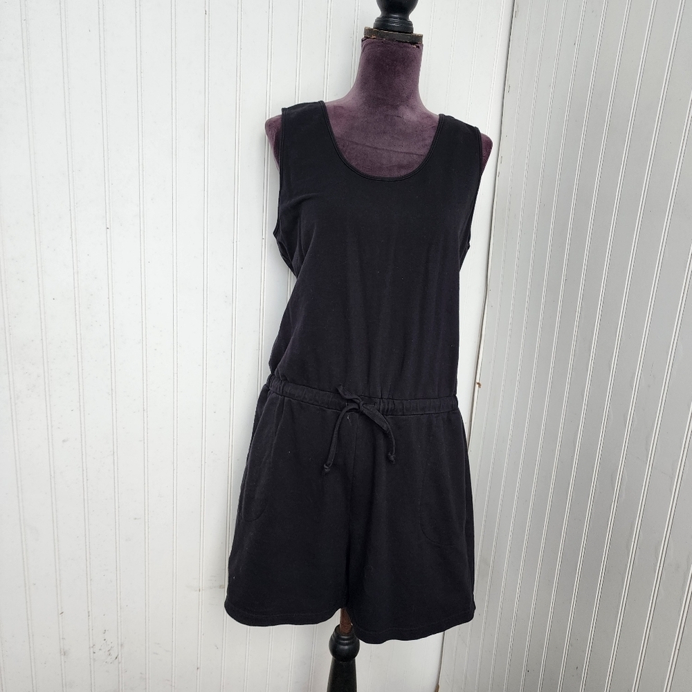 Belle Beach by Kim Gravel Women's Sleeveless Romper Black Cotton Spandex L
